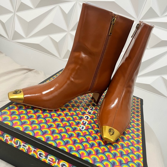 Kurt Geiger Mid Brown Patent/ Regent Ankle Boot - Picture 4 of 14
